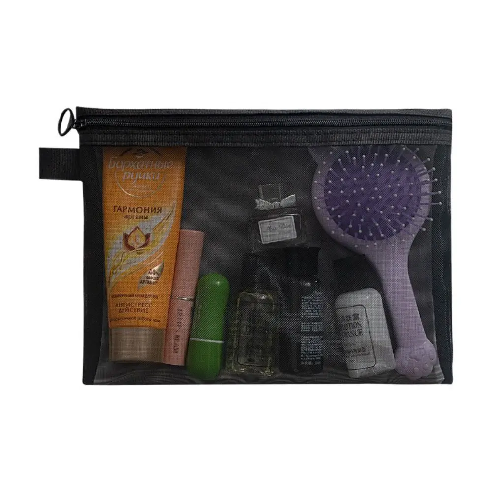 Large Capacity Mesh Cosmetic Bag Square Bag Pencil Cases Storage Toiletry Bag Lipstick Bag Organizer Case Makeup Bag Outdoor