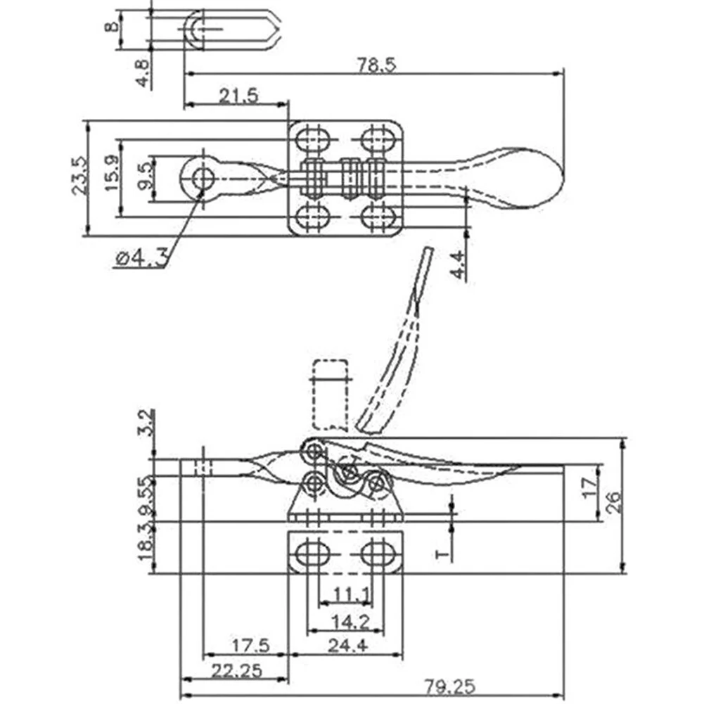 GH-201A Woodwork Lever Clamp Horizontal Hinged Clamp Quick Release Hinged Clamp Set 27KG Vertical Hinged Clamp Hand Clamp Tool