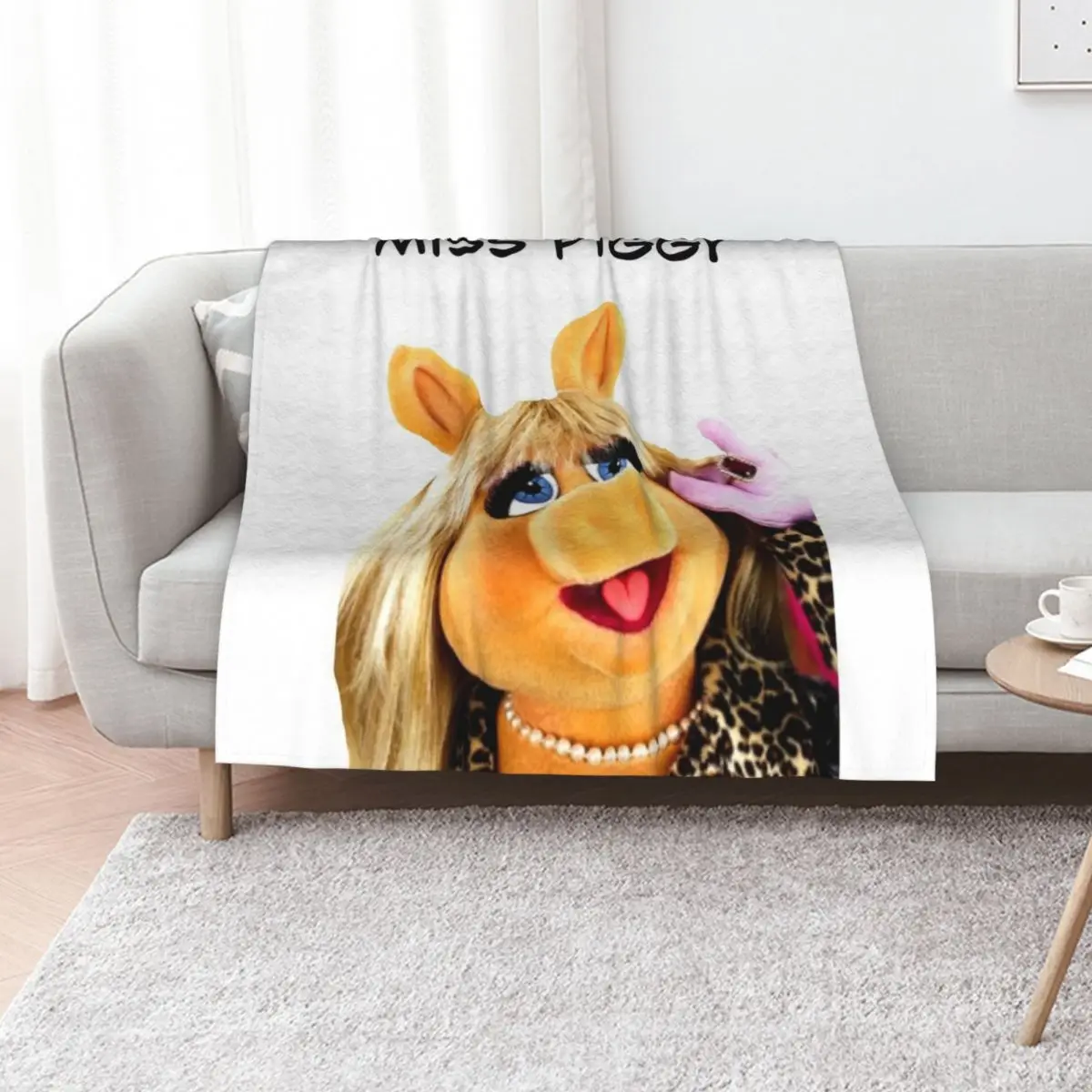 Miss Piggy Muppet Throw Blanket Bed funny gift valentine gift ideas Flannel Fabric Luxury Designer Thin Blankets