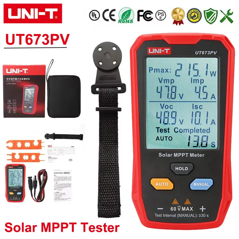 UNI-T UT673PV المقتفي للطاقة الشمسية الضوئية أقصى اختبار الطاقة الضوئية الألواح المقتفي Pmax Vmp Lmp Voc Lsc اختبار متعدد