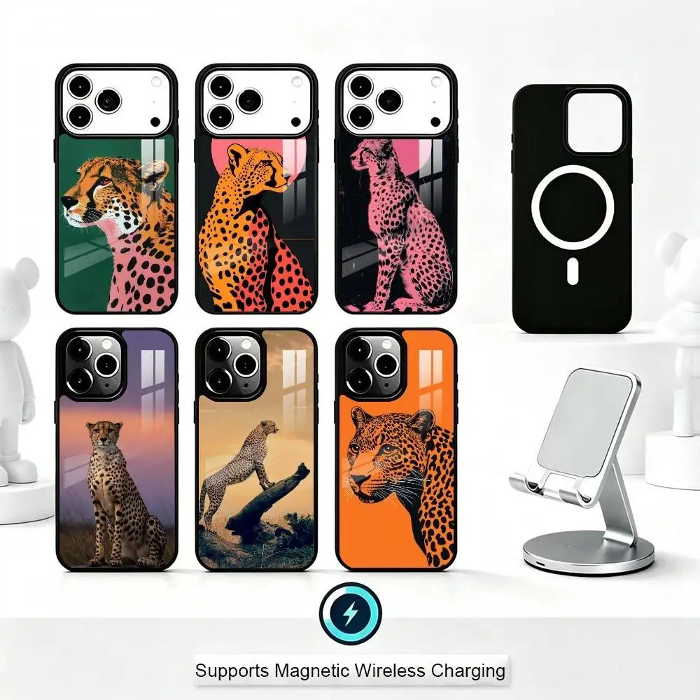 

Animal C-Cheetah Phone Case For iPhone17,16,15,14,13,12,11 Plus,Pro Compatible with magnetic wireless charging