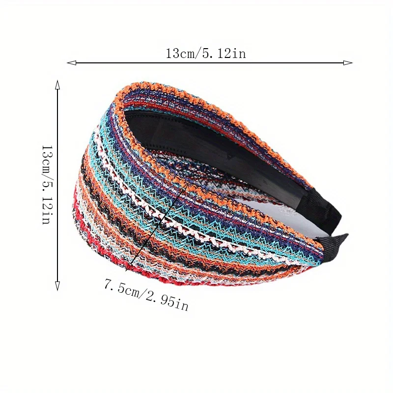 Wide Mesh Bohemian Headband Elastic Hairband Retro Stripe Hair Hoop Non-Slip Toothed Women Girl Bezel Hair Band Hair Accessories