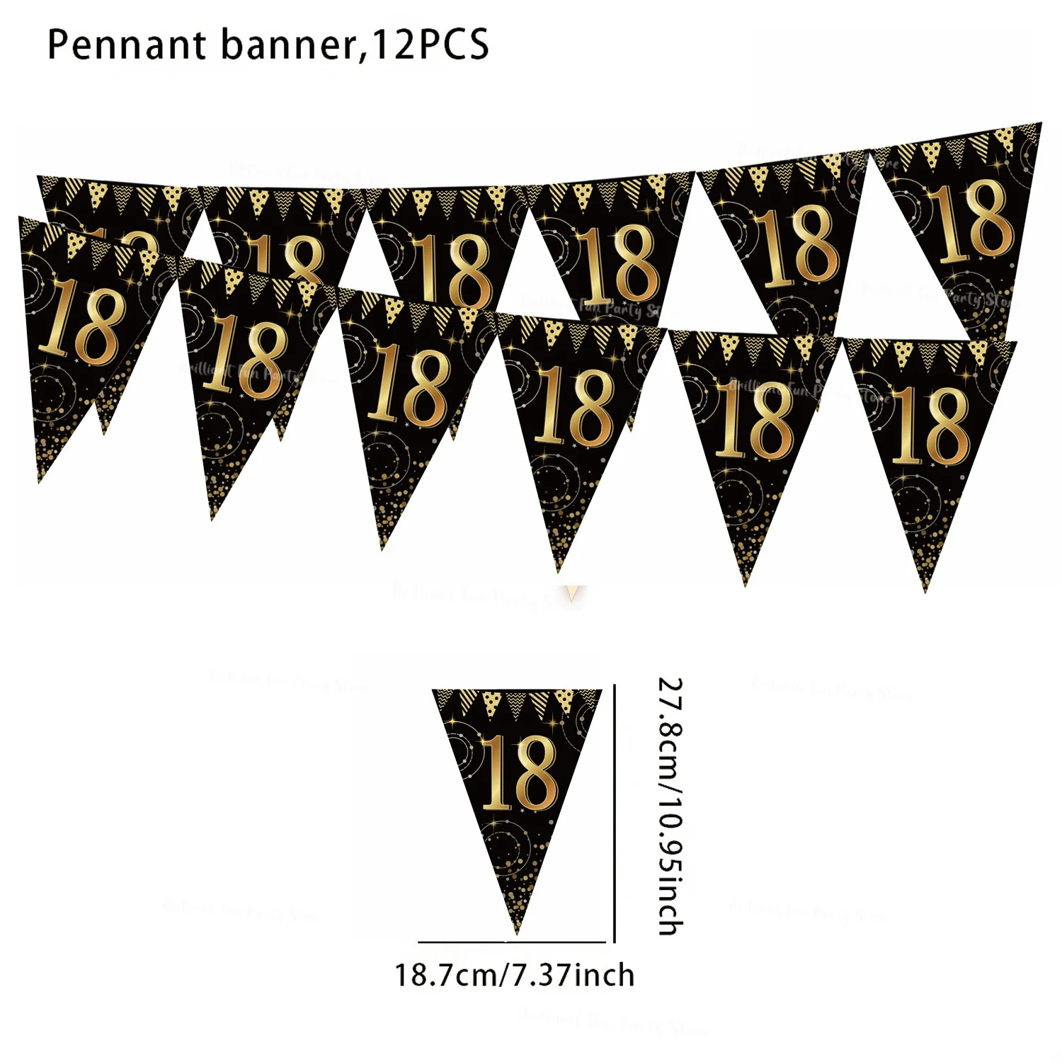 Zwart Goud 30e 40e 50e 60e Milestone Pennant Banner, Volwassen Driehoek Vlag Garland Anniversaire Verjaardagsfeestje Decorbenodigdheden