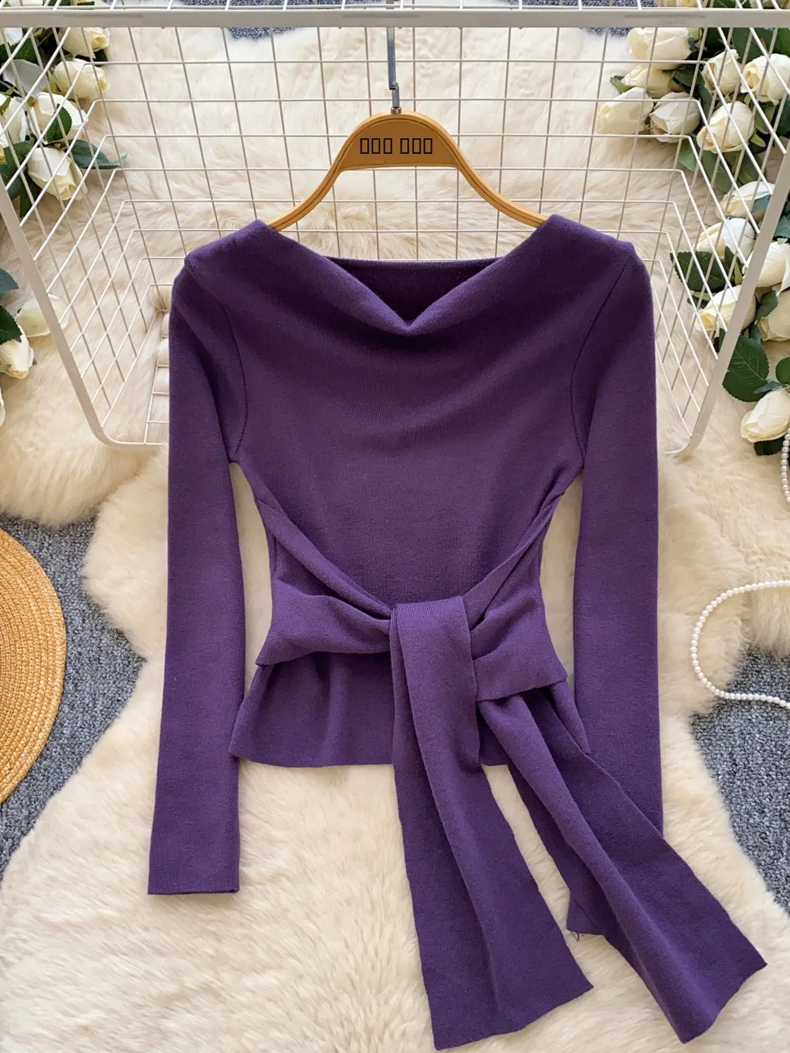 Ele T-shirt lunga slim fit dal design coreano da donna Autunno con cintura in vita che dimagrisce Top versatile