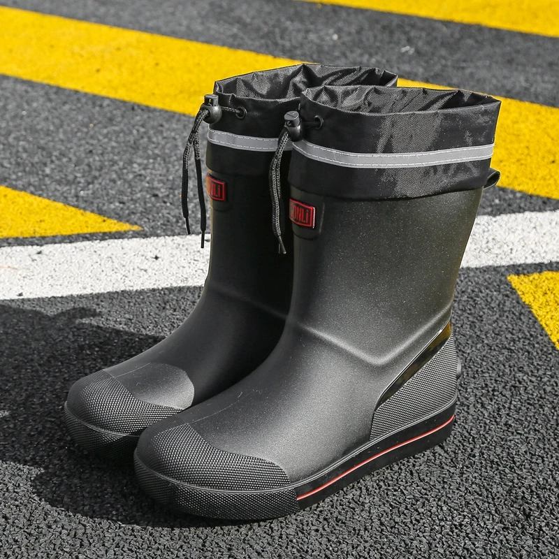 Botas de chuva antiderrapantes masculinas, bota de tornozelo, sapato impermeável, top alto, estilo simples, apto para caminhada ao ar livre, pesca, chef, trabalho, sapatos de água, novo