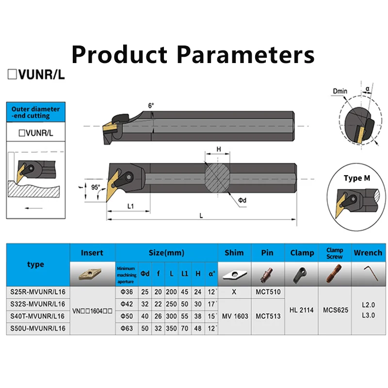 ภายในเครื่องมือ-MVUNR/L S20R-MVUNR S25S-MVUNR S32T-MVUNR S20R-MVUNL เครื่องกลึงกลึง CNC ตัดเครื่องมือเครื่องตัด