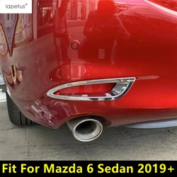 Rear Foglight Fog Lights Lamps Frame Eyebrow Molding Decoration Cover Trim For Mazda 6 Sedan 2019 - 2024 ABS Chrome Accessories