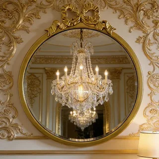 DSA pastoral wrought iron round wall-mounted mirror multifunctional vanity mirror decorative mirror