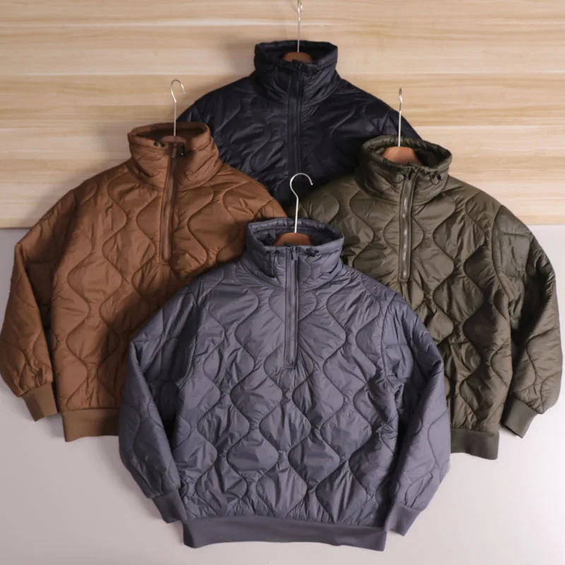 

Thiened f Zip Hooded Cotton Jaet Men's Outdoor Workwear Autumn Winter Stand Collar Loose Fit Busin Casual Sle