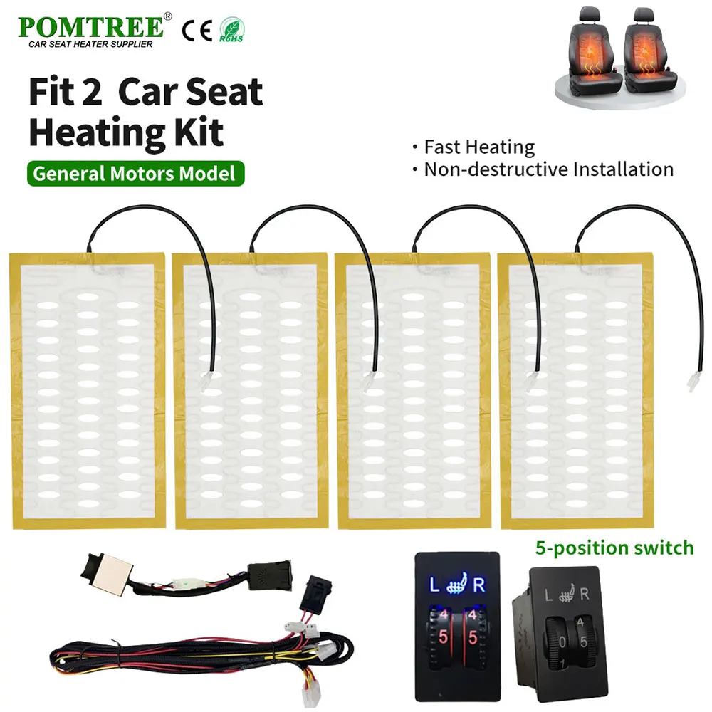 Dual Seat Car Seat Heating System 12V Alloy Wire Heating Element, 5-Step Temperature Control Switch, Winter Interior Accessories