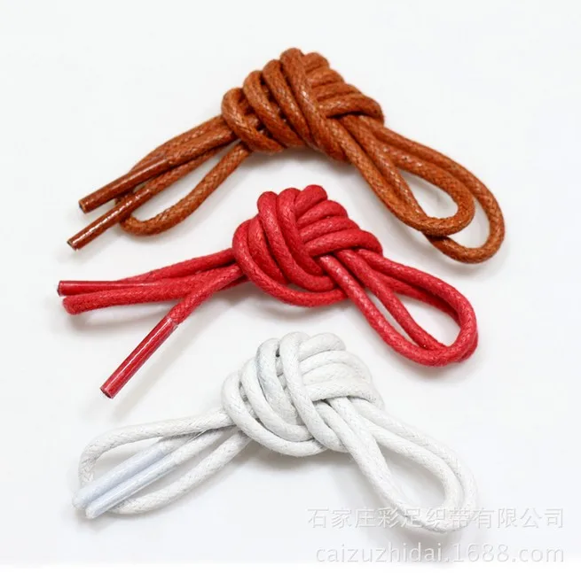 1Pair 80/90/100/120cm Round Waxed Shoelaces Boots Laces Strings Coloured Sport Shoe Laces Cord Leather Shoelaces for Men Women