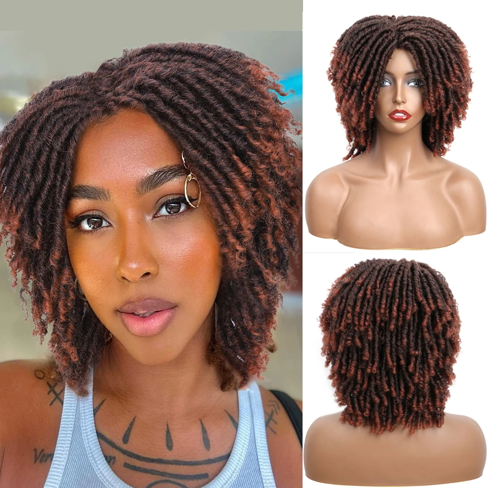 

Парик Bellqueen Dreadlock Синтетический Мягкий натуральный Плетеный крючком парик Омбре короткий афро твист дреды лоскутный парик для чернокожих женщин