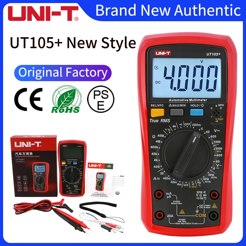 uni t multimetro digital automotivo ut105 mais ut107 mais 1000v ac dc voltimetro amperimetro capacimetro tester temperatura medidor de frequencia 01