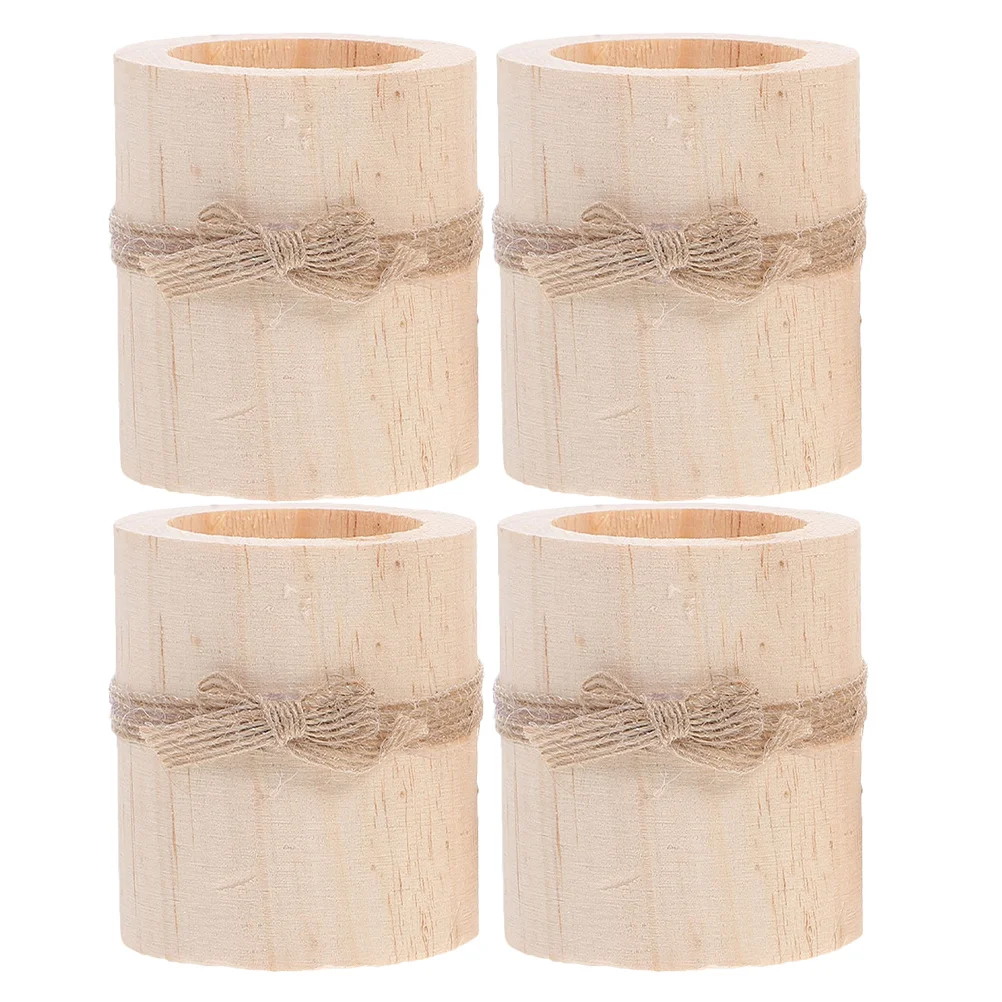

4Pcs Wooden Tea Light Holders Rustic Handmade Votive Holder Wedding Decoration Centerpieces Romantic Vintage Table Decor
