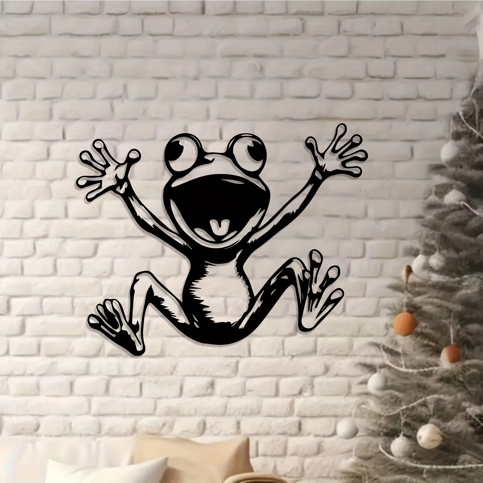 1pc Jumping Frog Metal Wall Art, Playful Leap Frog Iron Wall Sculpture, Weather‑Proof Indoor‑Outdoor