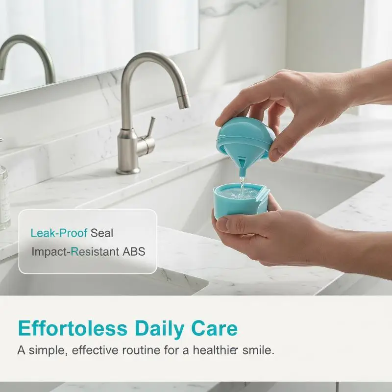 Denture Storage Box Multi Colored Waterproof Leak Resistant Portable Case for Travel Outdoor Oral Care