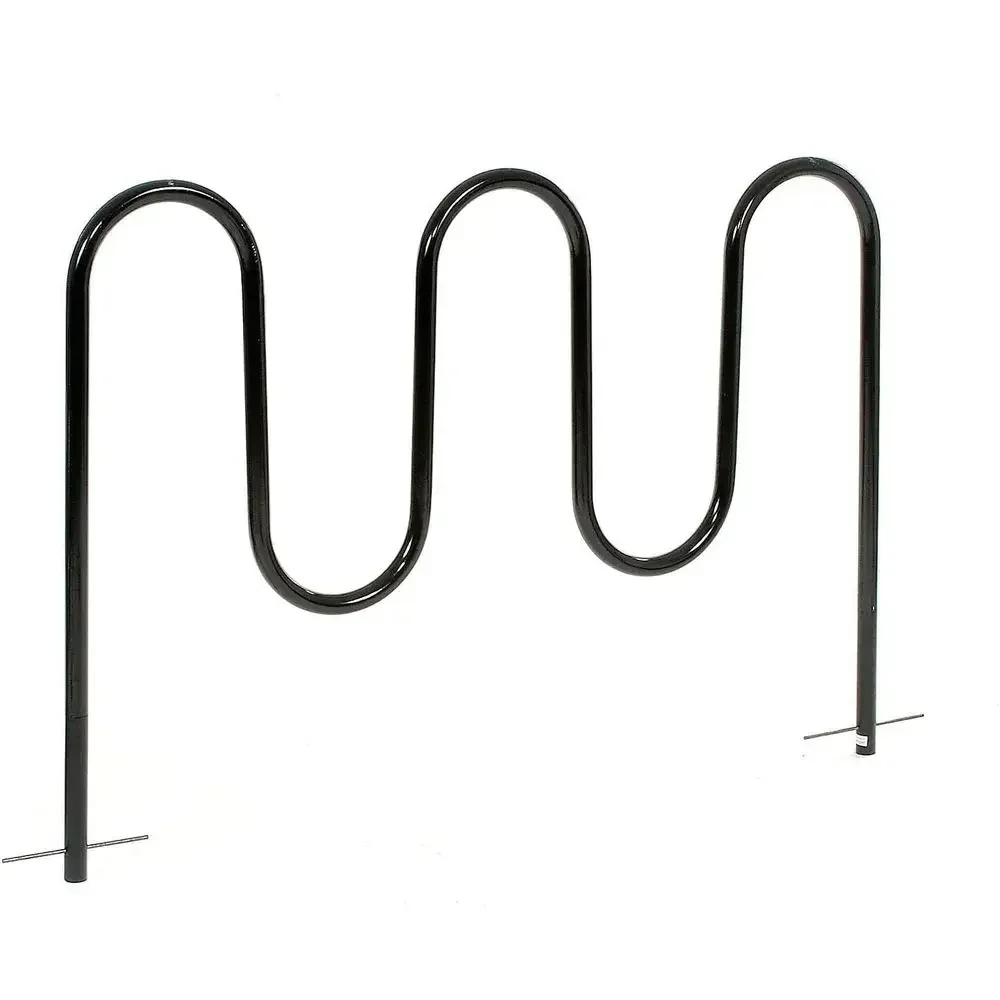 68 Long Underground-Mounted 7-Bike Capacity Rack, Powder Coated Black Steel, Suitable for Commercial, Parks, Schools