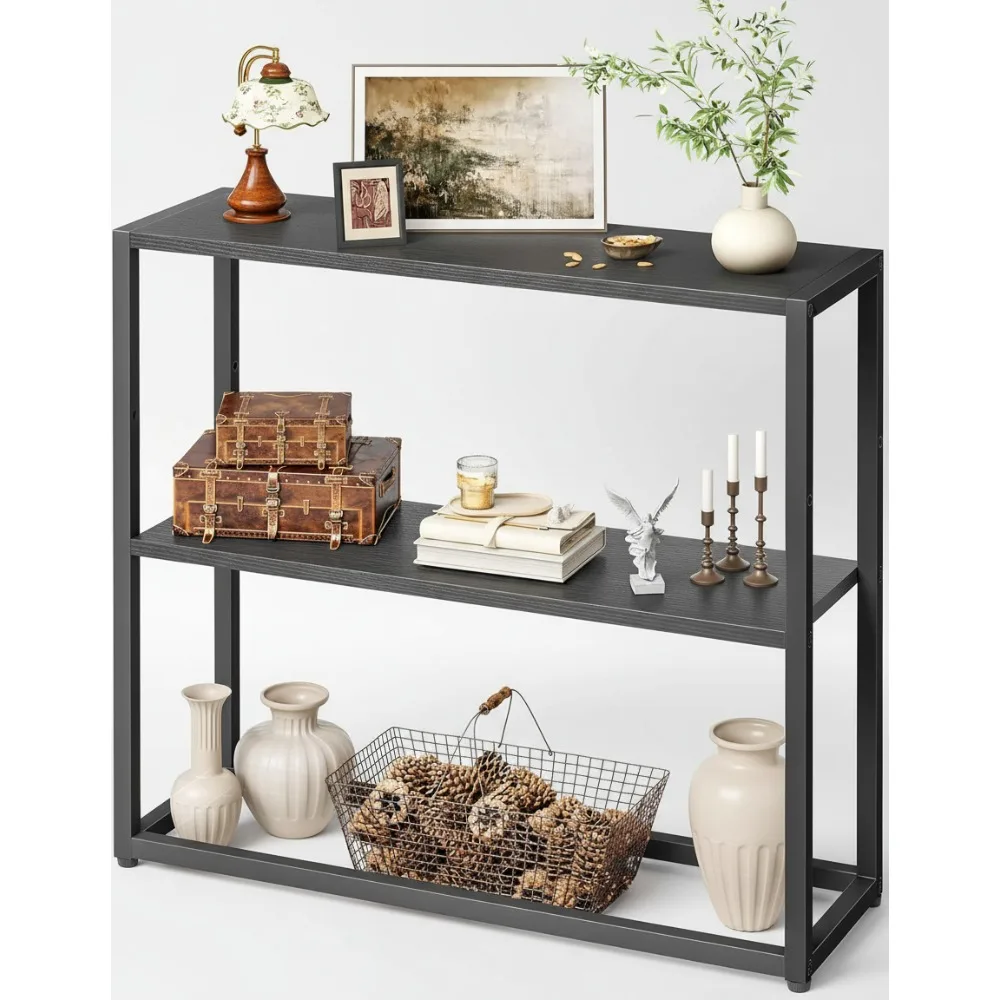 

29.5" Narrow Console Table with 3-Tier Shelves, Modern Sofa Table for Small Spaces, Entryway & Living Room, Black