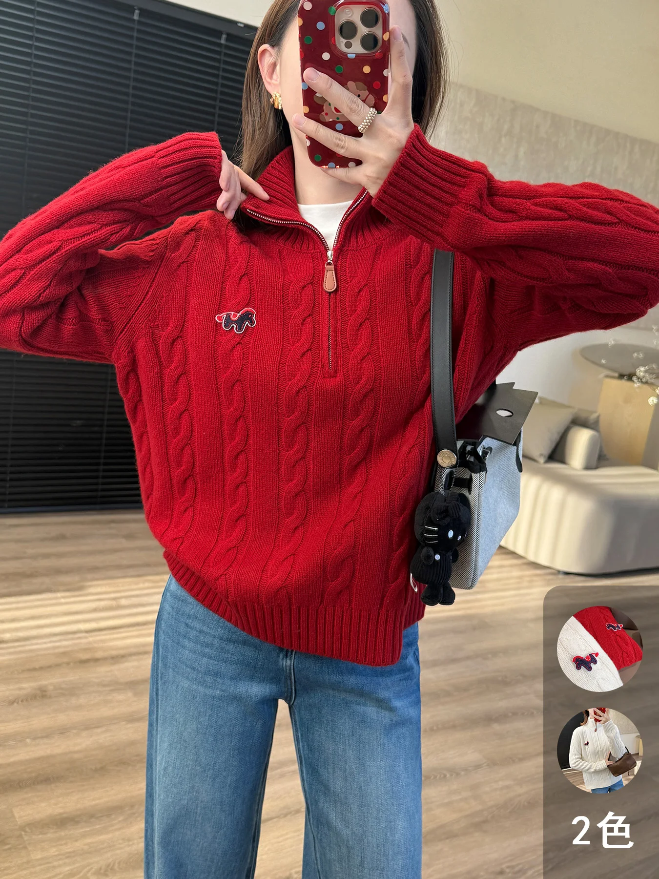 

New Year Little f Zip Knitted Sweater 00 Wool Casual Sle Loose Fit Soft Long Sve Women's Overhead Knitwear