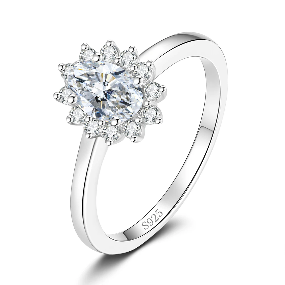 

Real 0.5-1ct D Color Moissanite Ring S925 Sterling Silver Rings For Women Birthday Party Jewelry Gift