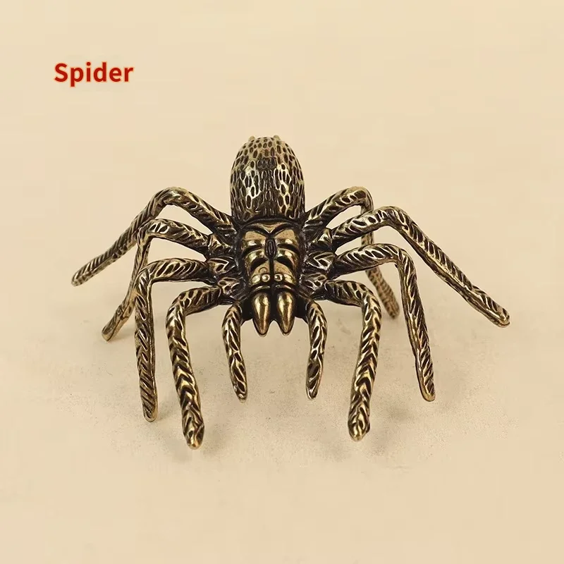Creative Brass Spider Figurine - Miniature Copper Insect Desktop Decor, Vintage Tea Pet & Craft Collection