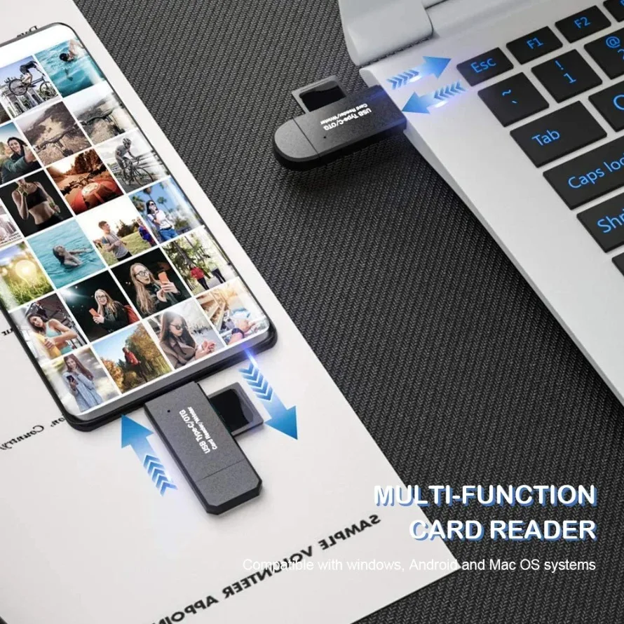 5-in-1 multifunctionele kaartlezer Computer Mobiele OTG-converter TF SD-conversiecamera USB 2.0 Type C High Speed Transfer Adapter