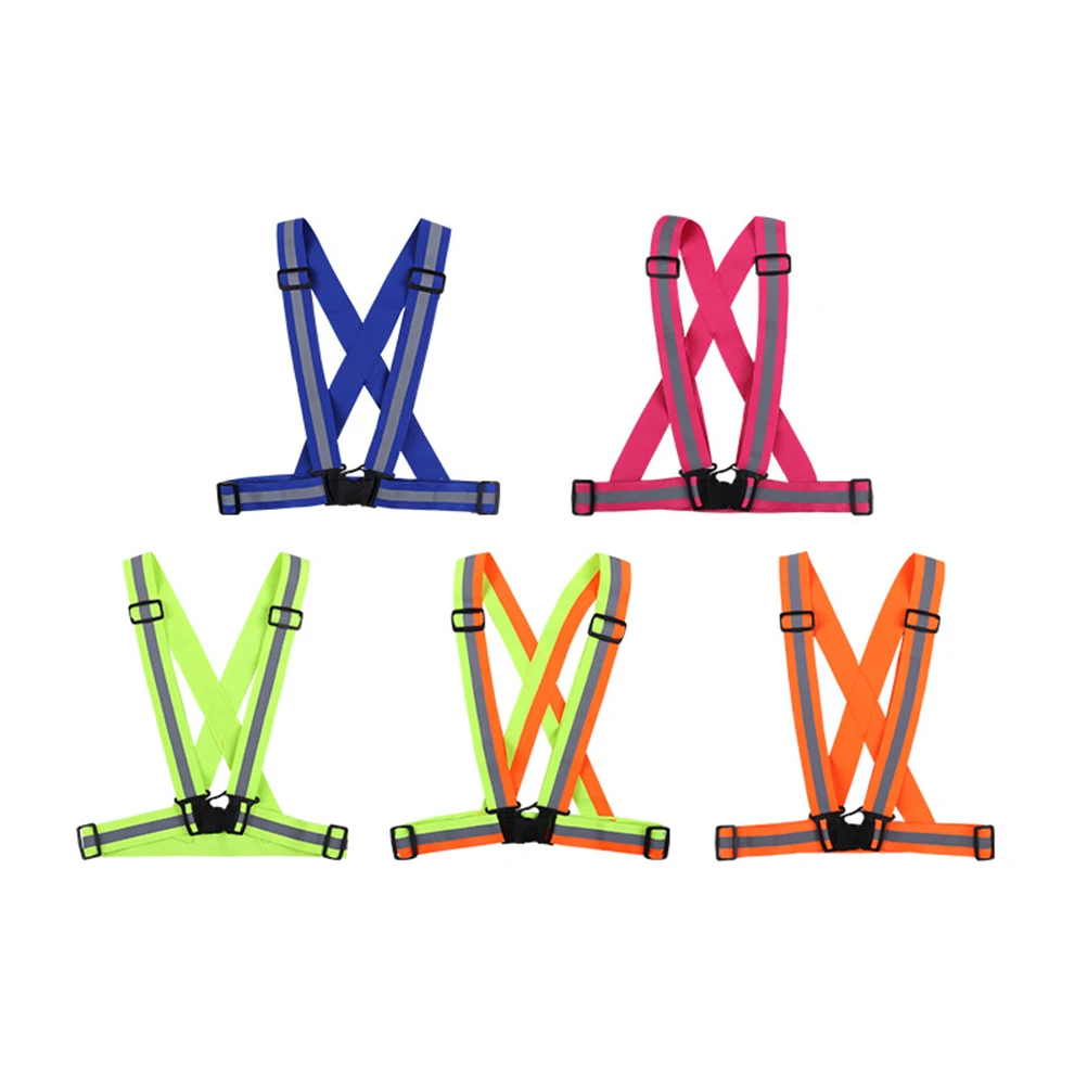 

Reflective Safety Vest Elastic Adjustable Visibility Harness For Night Running Cycling Walking Construction Work Foldable
