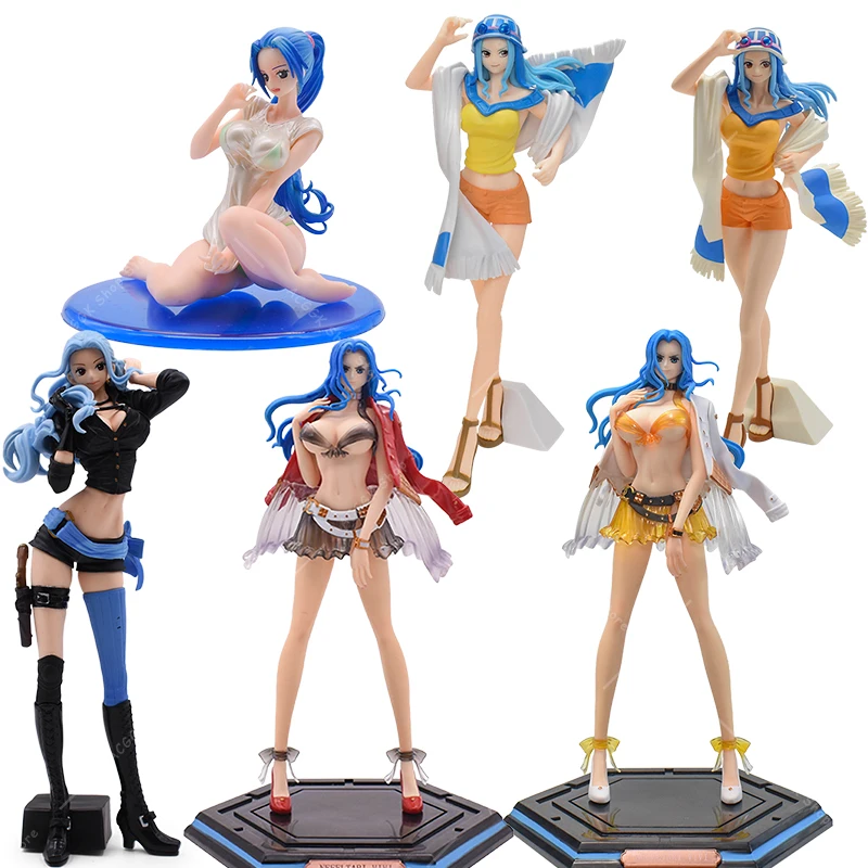 Bandai One Piece Figuur Nefertari Vivi Sexy Anime Beeldje Blauw Haar Staande Vivi Model Pvc Actie Pop Speelgoed Decoratie Gift