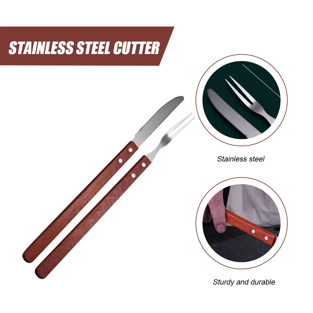 

Outdoor Barbecue Knife and Fork Long Handle Cutter Stainless Steel Serving Utensils