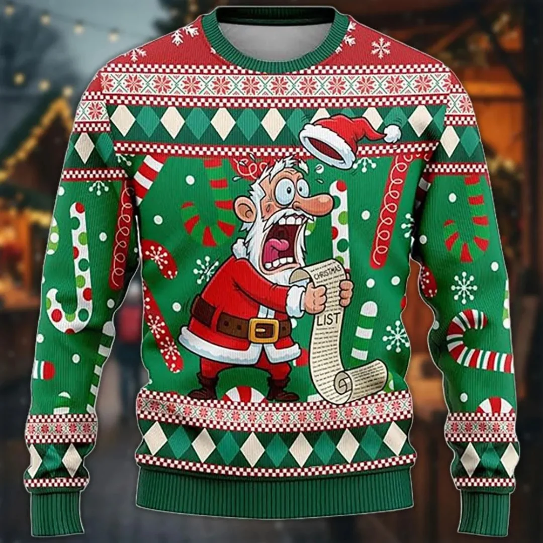 قائمة عيد الميلاد سانتا بلوزات قبيحة ثلاثية الأبعاد طباعة الخريف موضة الترفيه Y2K الأطفال هوديس الرجال والنساء بلوزات