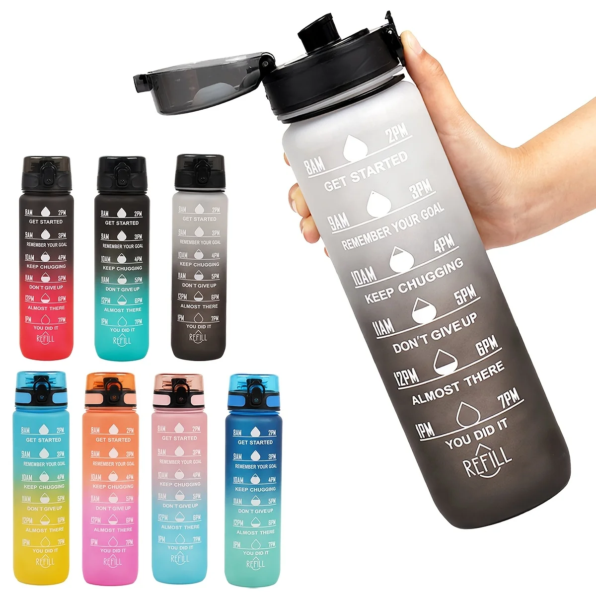 

32oz Leak-Proof Sports Water Bottle - Colorful, Portable & Durable for Running, Gym, Cycling & Hiking - PVC-Free PC Material