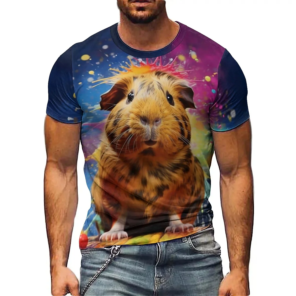 Novel Loose Tie-Dye Craft Men's 3D Printed Short Sleeve T-Shirt - Smooth Holiday Gift