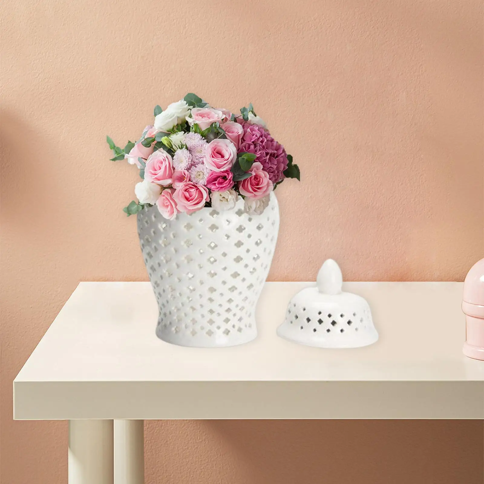 

Modern Ceramic Ginger Jar Flower Vase Oriental Porcelain Storage Jar Universal