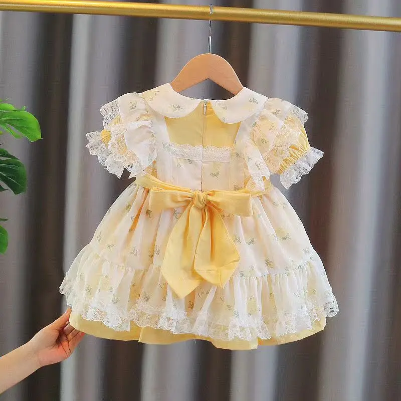 Kinder Mädchen Lolita Sommer modische Kinder Prinzessin Kleid Mädchen Baby Spitze flauschige Mesh Kleid Sommerkleid Mädchen Kleidung