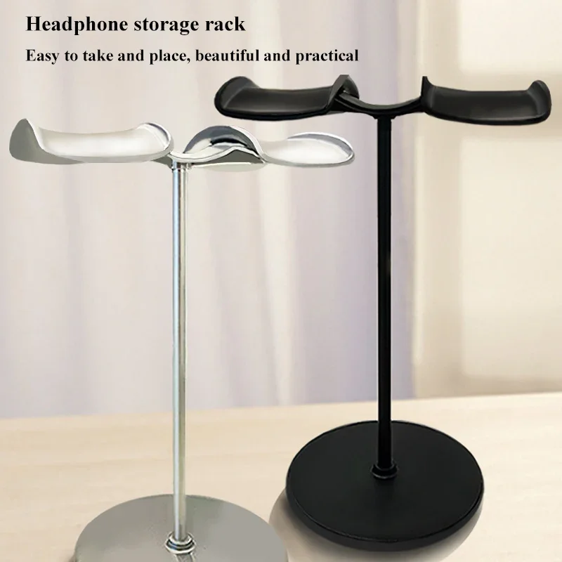 Staffa di supporto per cuffie doppia in metallo ABS di moda Supporto per auricolari con doppio gancio Supporto da tavolo per espositore per cuffie da gioco