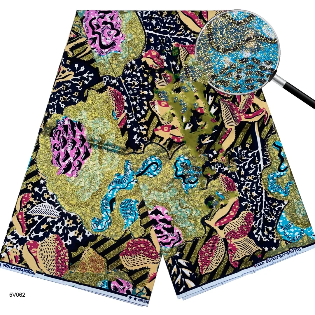 Tela Estampada con Cera Dorada de Nigeria, Estilo 2026, Tela Africana de Alta Calidad para Patchwork, Ropa y Manualidades, T1
