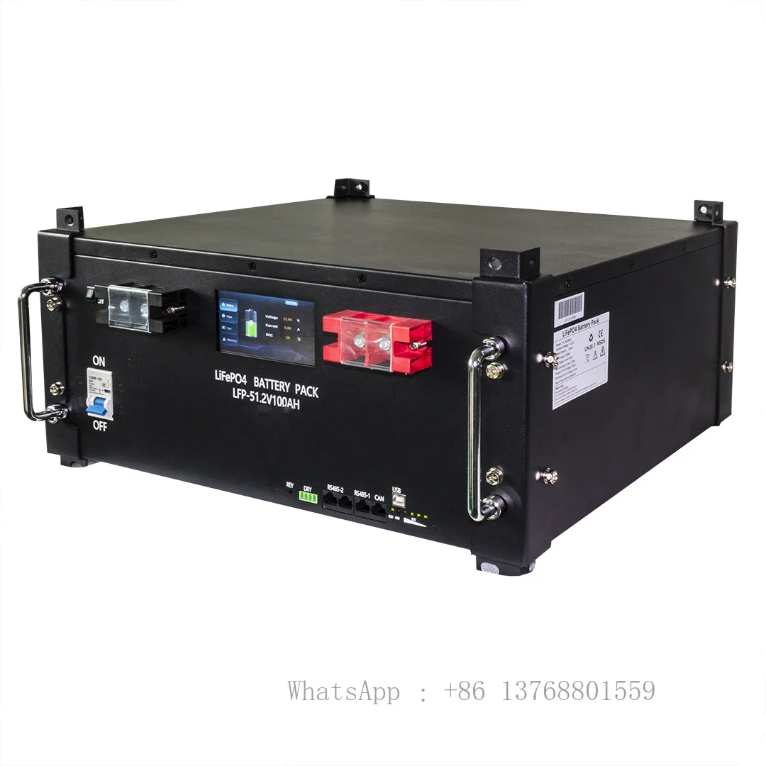 5kwh 51.2v100ah Rack Mounted Solar Cell With BMS Energy Storage System Touch Screen Display