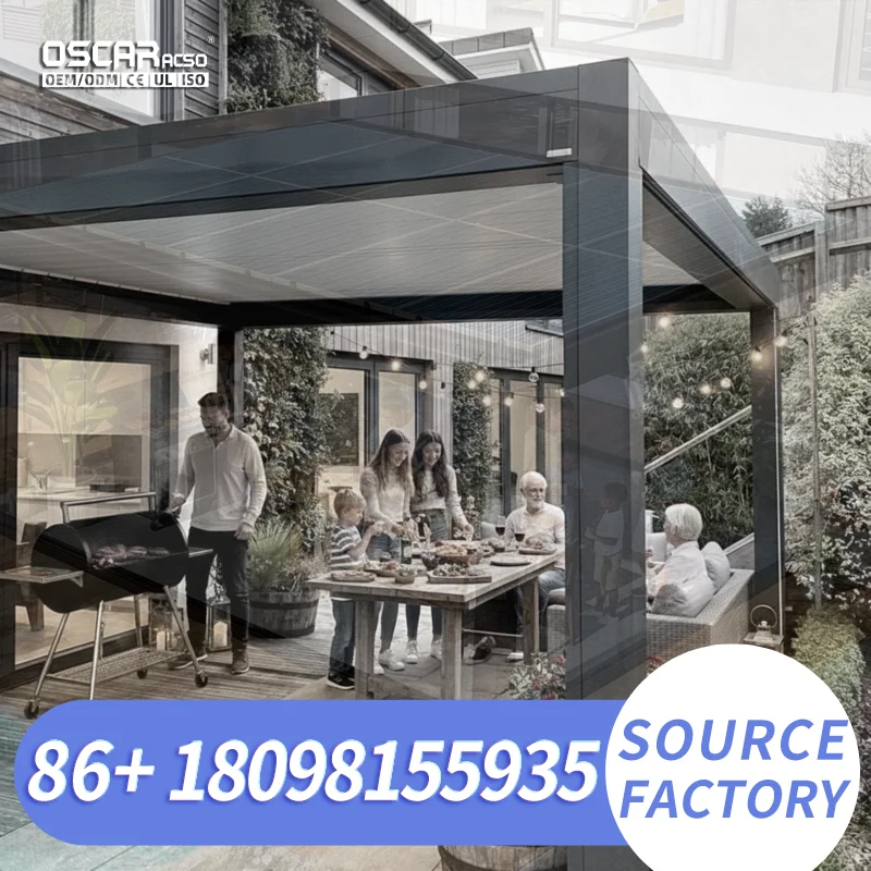 Retractable Canopy System Modern Aluminum Pergola Cover Outdoor Gazebo Roof Shade for US Villa Balconies Terraces pergola