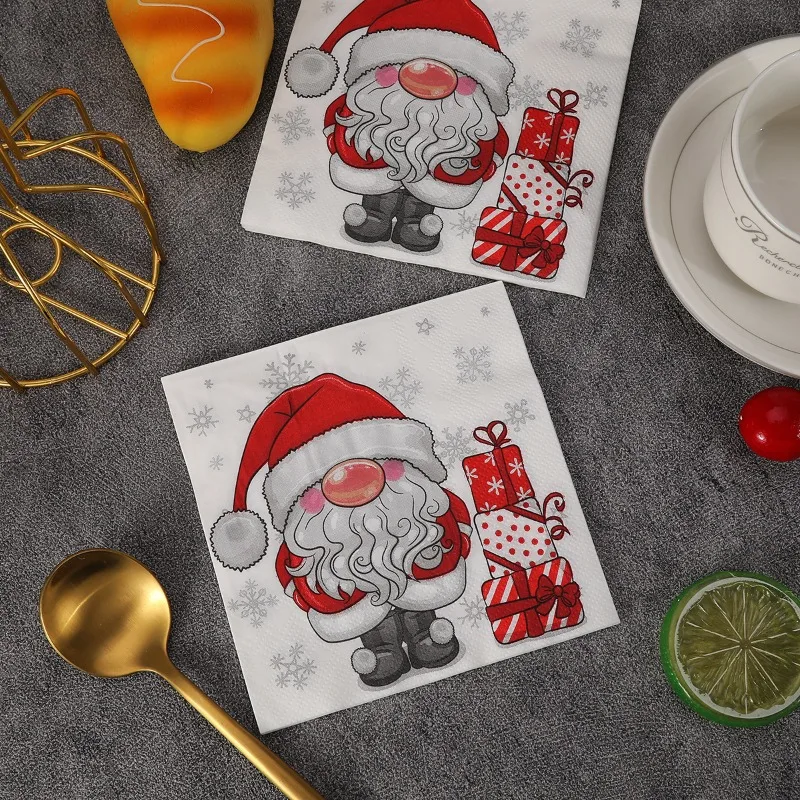 20 قطعة 25 سنتيمتر 3 طبقة جديد صغير الكرتون سانتا كلوز المناديل حفلة عيد الميلاد ورق تزيين DIY Decoupage ورقة