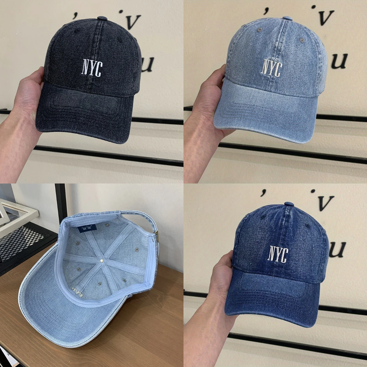 Unisex Letter Embroidery Duckbill Cap Washed Denim Hip-hop Cap Sunshade Breathable Travel Hiking Outdoor Casual Baseball Cap