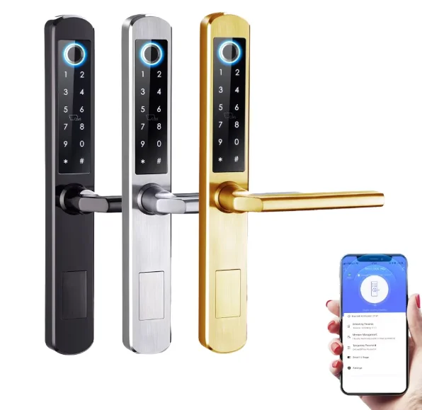 304 Stainless Steel Smart Door Lock with Fingerprint Password Card Unlock WiFi  Tuya TT LocK Control Waterproof