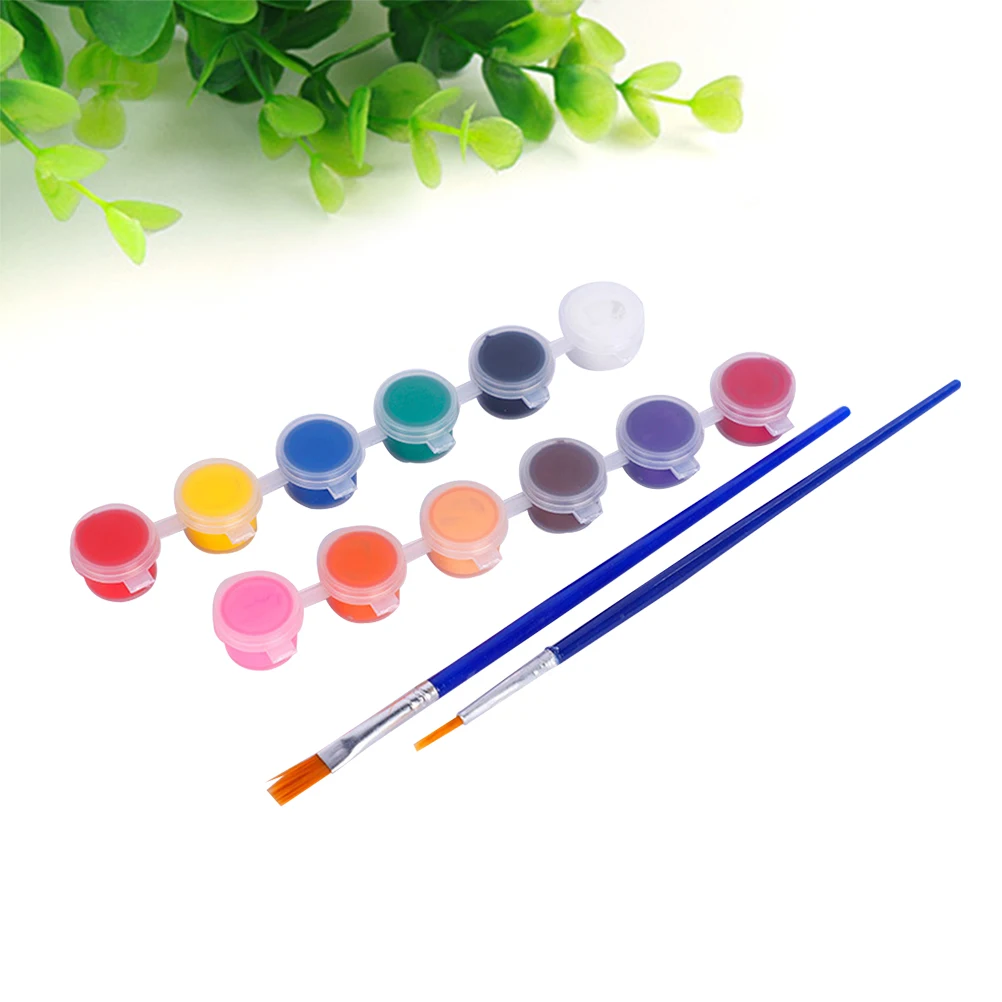 

42pcs 2Ml Kids Acrylic Paint Brush Set Mixed Graffiti Pigment Eco Friendly Diy Drawing Kit For Plaster Board Fan Mask Painting
