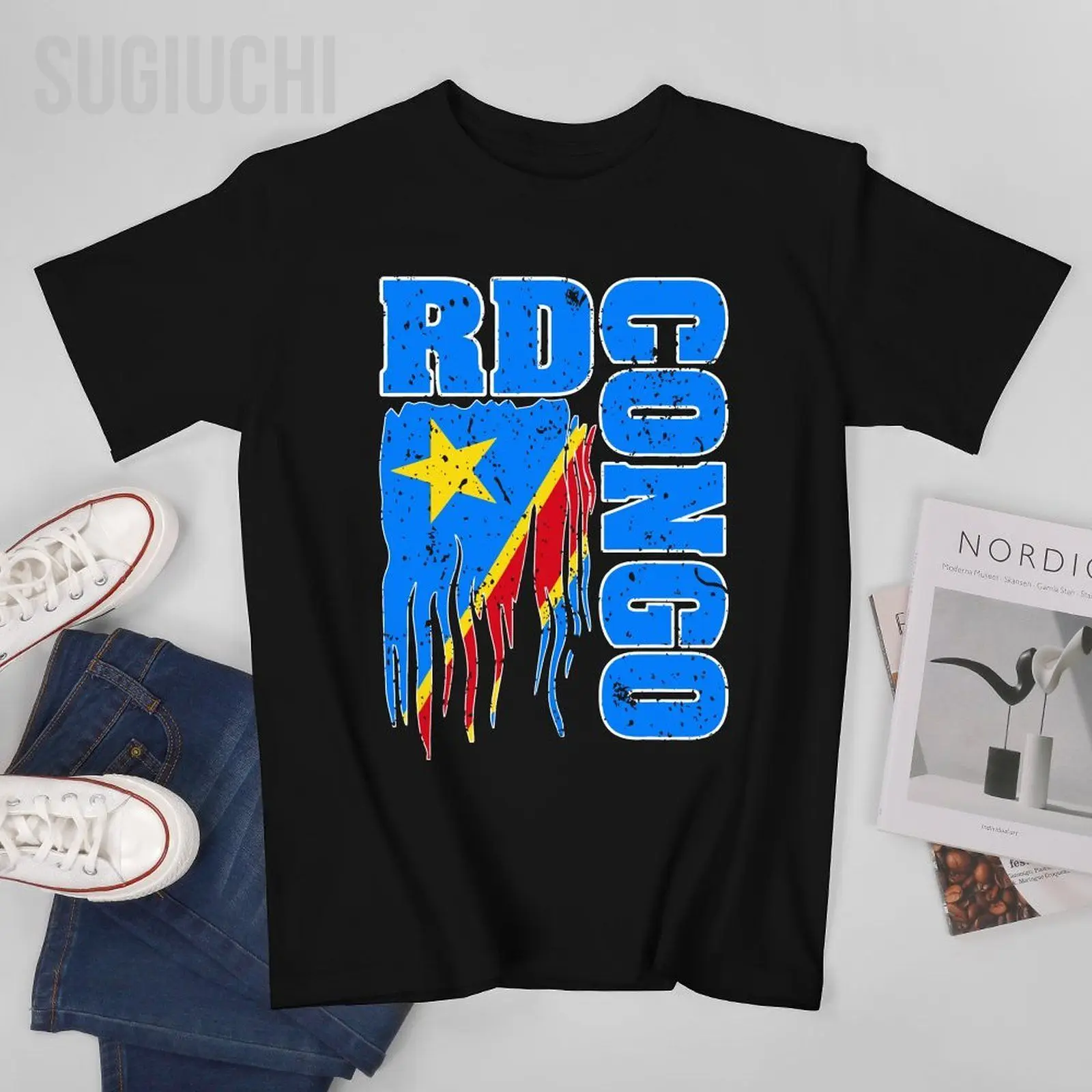 Men Short T-Shirt Democratic Republic Of Congo Pride Congolese Flag Love DRC Tshirt Tees O-neck T Shirts Women Boys 100% Cotton