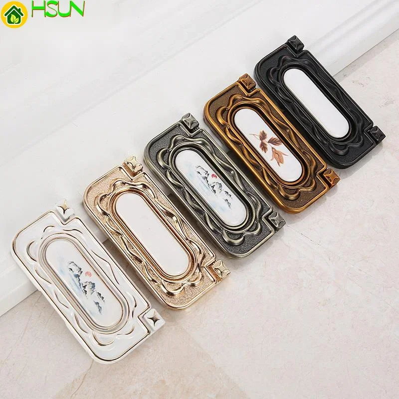 ceramic dark handle rural wardrobe handle invisible handle ceramic simple handle landscape painting handle