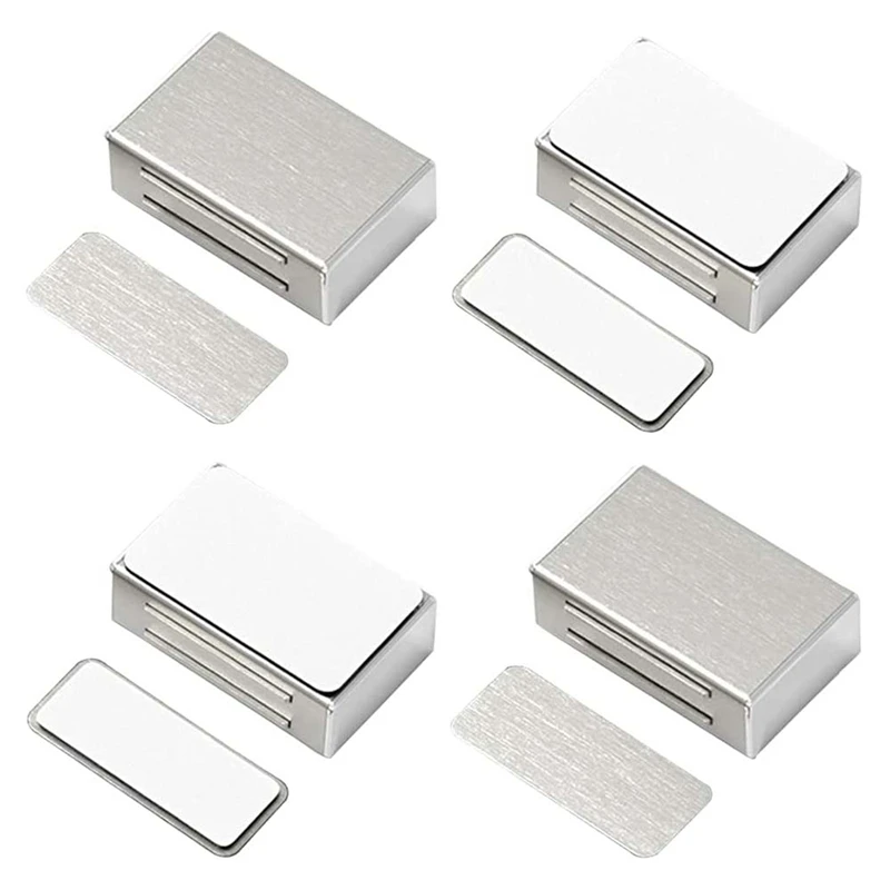 

4 Pieces Of Magnetic Door Lock Strong Cabinet Door Magnet Latch Stainless Steel Kitchen Magnetic Door Latch