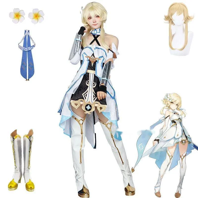 Lumine juego Cosplay Genshinimpact Lumine disfraz de Cosplay para carnaval mujeres trajes sexis traje de fiesta peluca zapatos conjunto completo