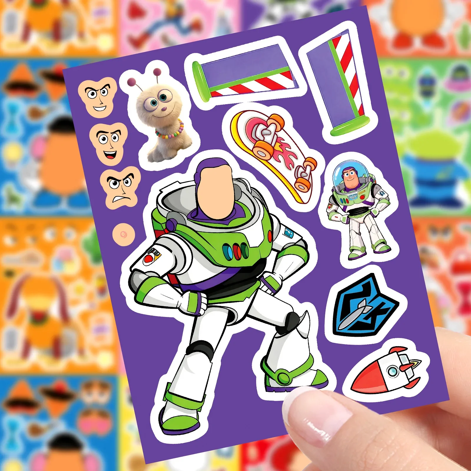 8/16 Folhas de Adesivos de Quebra-Cabeça de Desenho Animado Disney Toy Story Buzz Lightyear DIY Ryder Chase Montar Quebra-Cabeça Brinquedo Infantil Presente para Meninos Jogo Festa