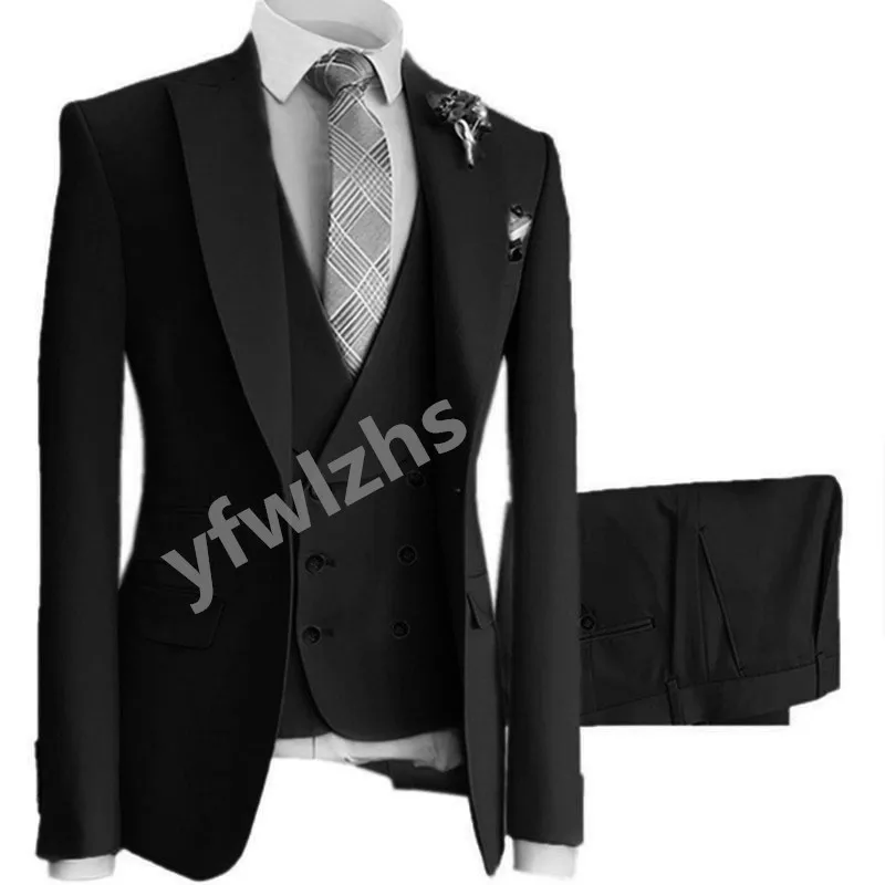 

Customized Men's Suit Peak Lapel Groom Tuxedos Jacket Blazers Halloween Costume Elegant For Luxury Man Suit's For Wedding 5117