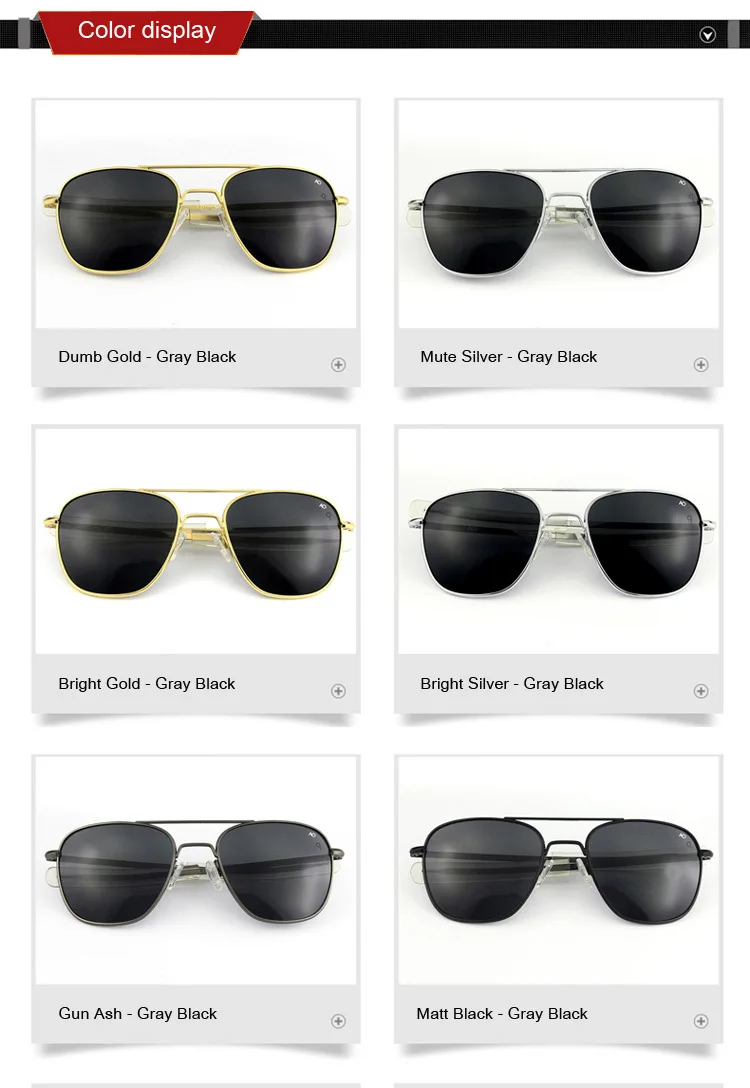 Ao Sonnenbrille Mann amerikanische Armee Militär Luftfahrt Pilot polarisierte Sonnenbrille Frau Luxusmarke Vintage Metall Titan Rahmen – Detail 6