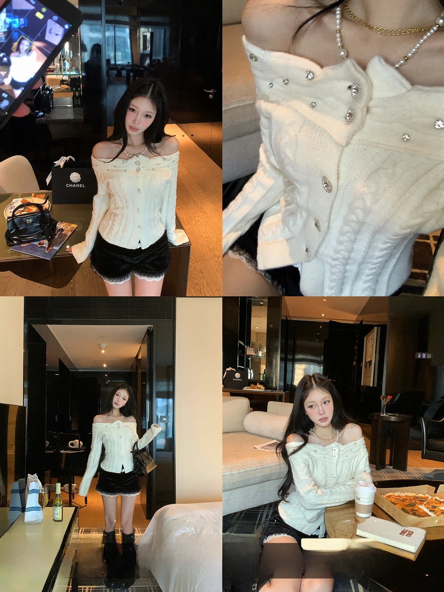 

Вязаный топ Pinksoya Sweet Spicy Girl из хлопка с одним открытым плечом, утягивающий талию, с вырезами на плечах, для женщин